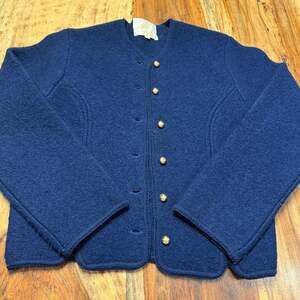 Tally-Ho Vintage Navy Wool Cardigan size M  preppy academia